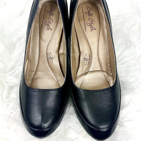 SOFT STYLE Black Heels with Padded Soles, Size 7 - Picture 2 of 8